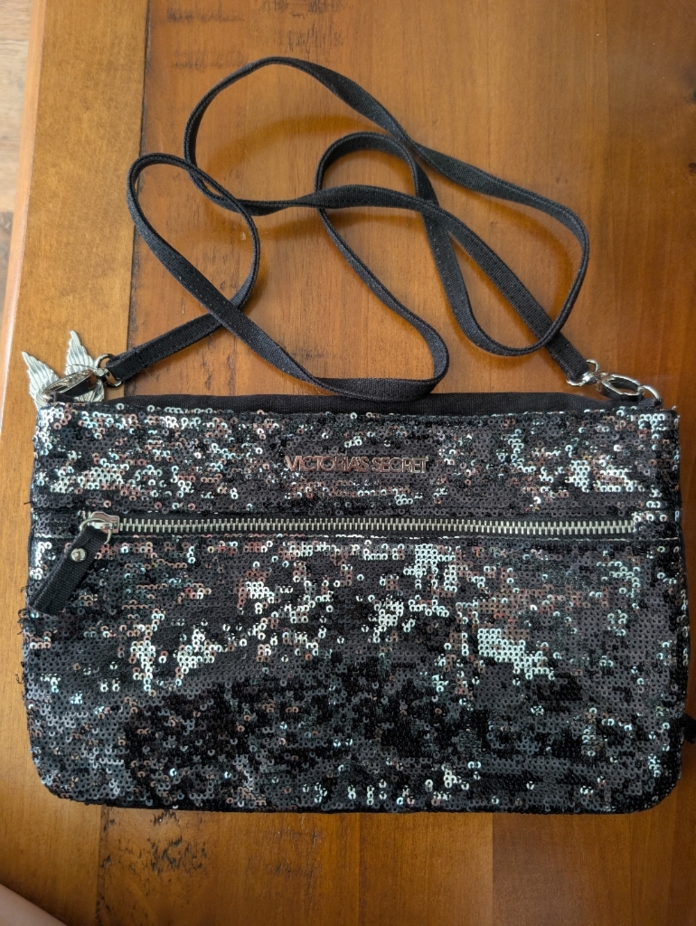 Victoria's Secret Black Sequined Crossbody Purse
